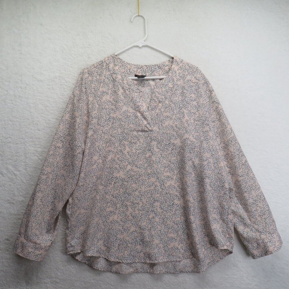Ann Taylor Shirt Womens Extra Large Roll Tab Sleeve Tunic V Neck Blush Pink